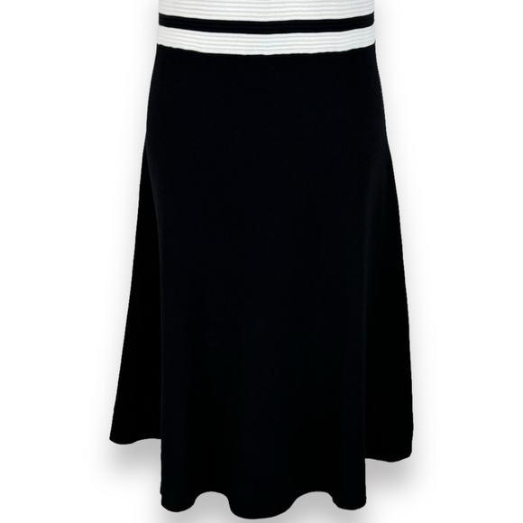 Talbots Women's Color block Stripe Fit & Flare Dress Size Medium P Black White - Picture 8 of 13